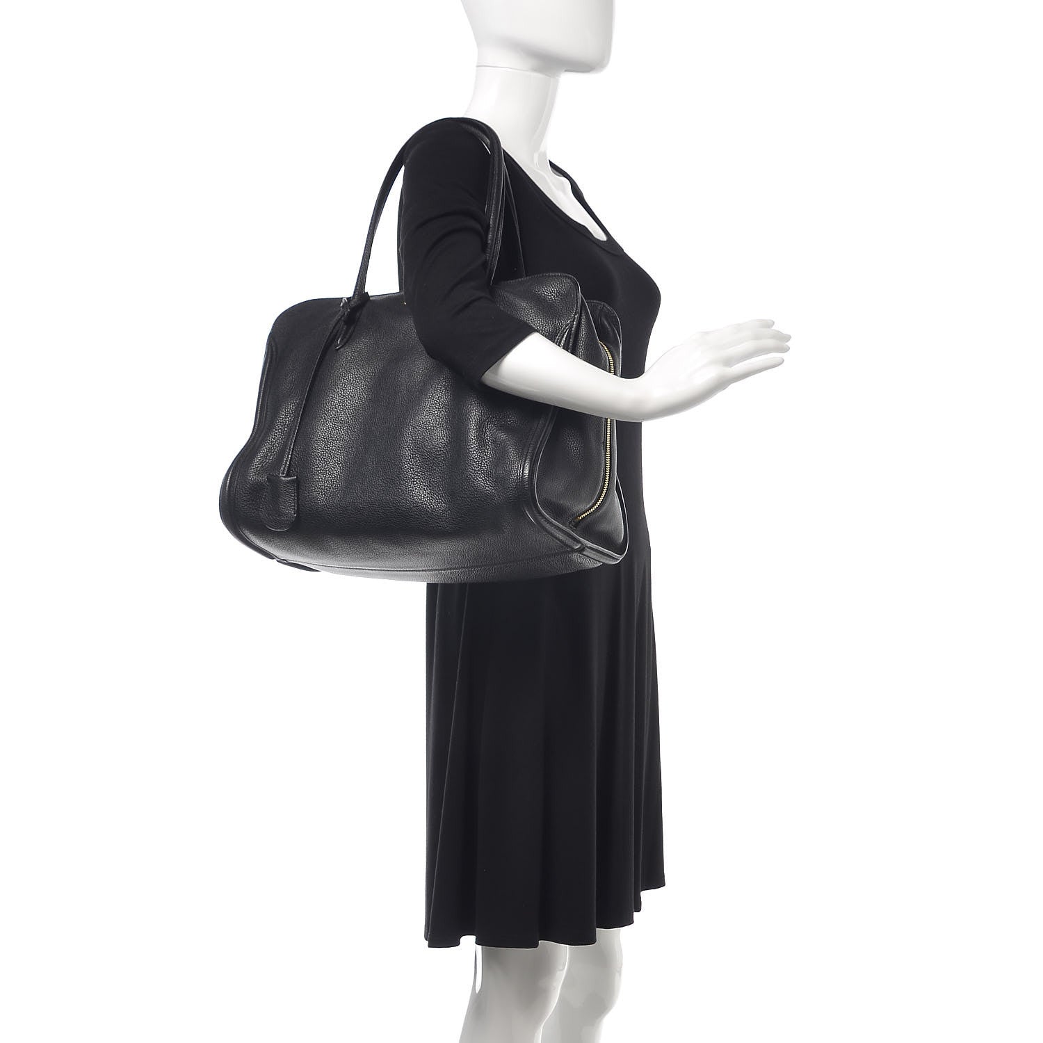 Alexander McQueen Pebbled Calfskin Large Skull Padlock Zip Around Tote Black 2 of 13