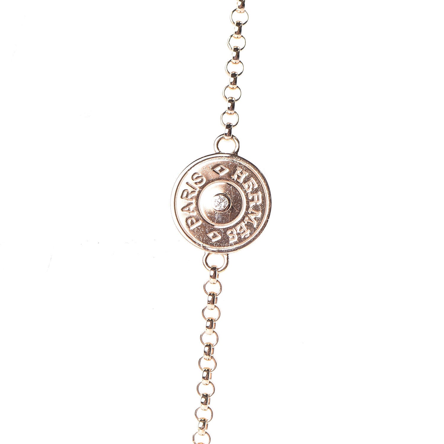 Hermes 18K Rose Gold Diamond Long Gambade Necklace 5 of 5