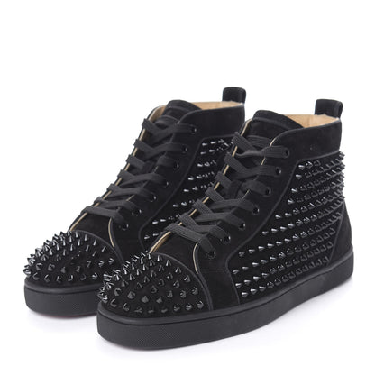 Christian Louboutin Veau Velours Mens Louis Spikes Flat Sneakers 39.5 Black 3 of 8