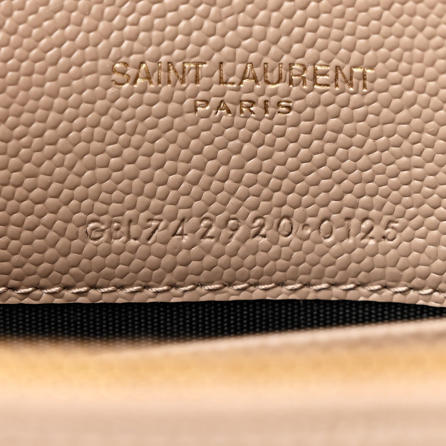 Saint Laurent Grain De Poudre Matelasse Chevron Monogram Envelope Chain Wallet Dark Beige 8 of 11