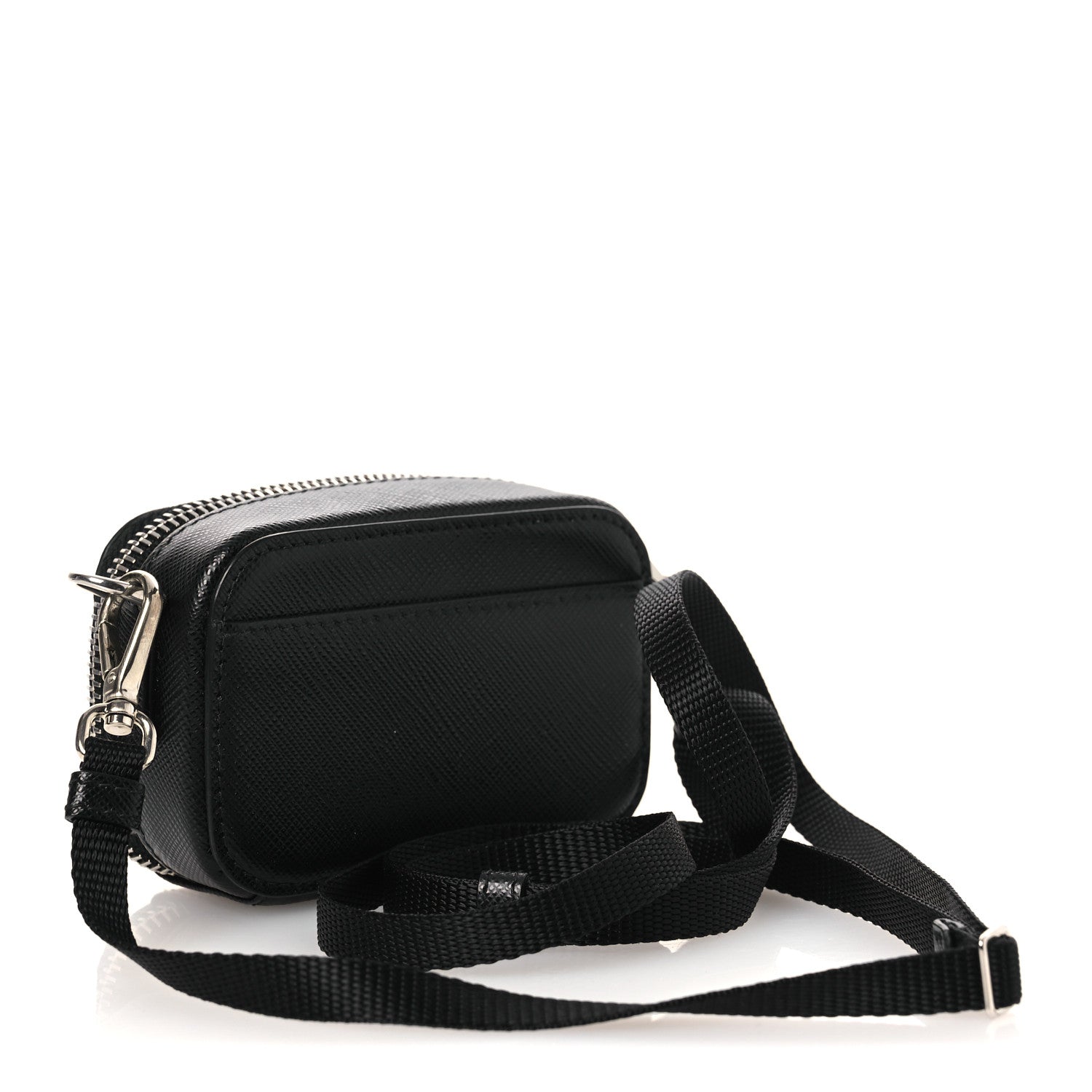 Prada Saffiano Travel Metal Triangle Logo Mini Pouch Shoulder Bag Black 3 of 10