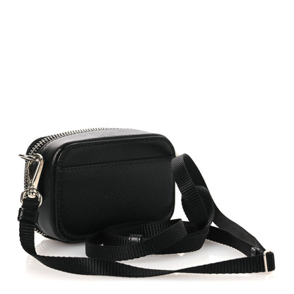 Prada Saffiano Travel Metal Triangle Logo Mini Pouch Shoulder Bag Black 3 of 10
