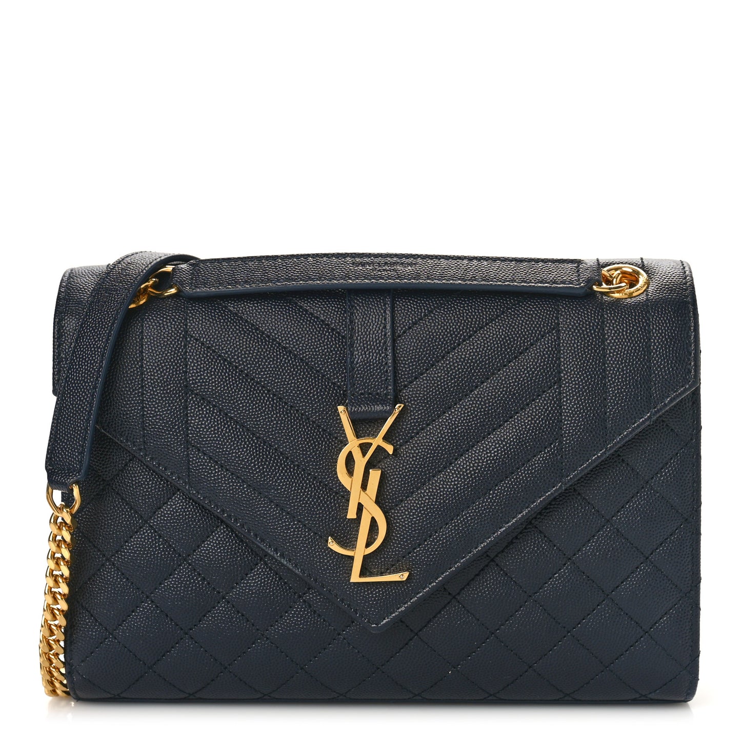 Grain De Poudre Textured Mixed Matelasse Triquilt Medium Monogram Satchel Deep Marine