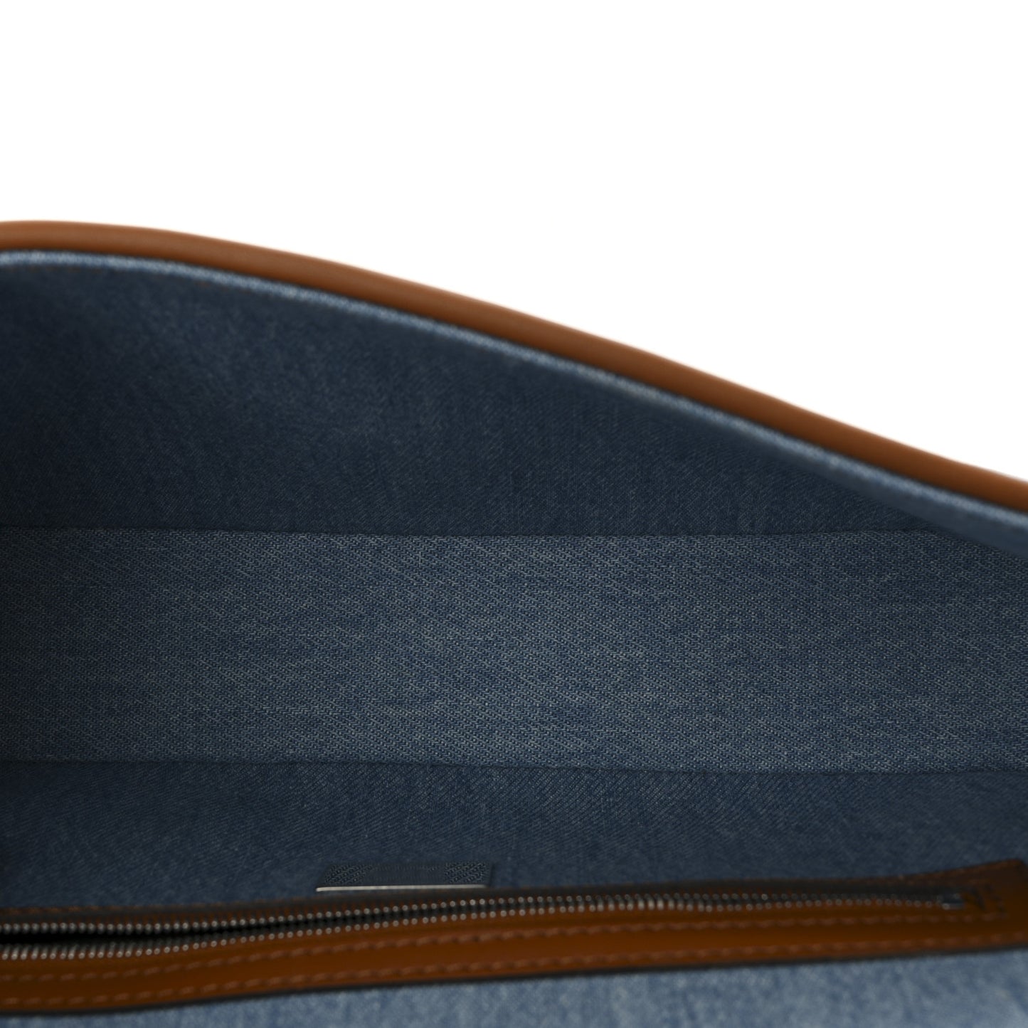 Denim Vitello King FF Embroidered Baguette Denim Chiaro Brandy