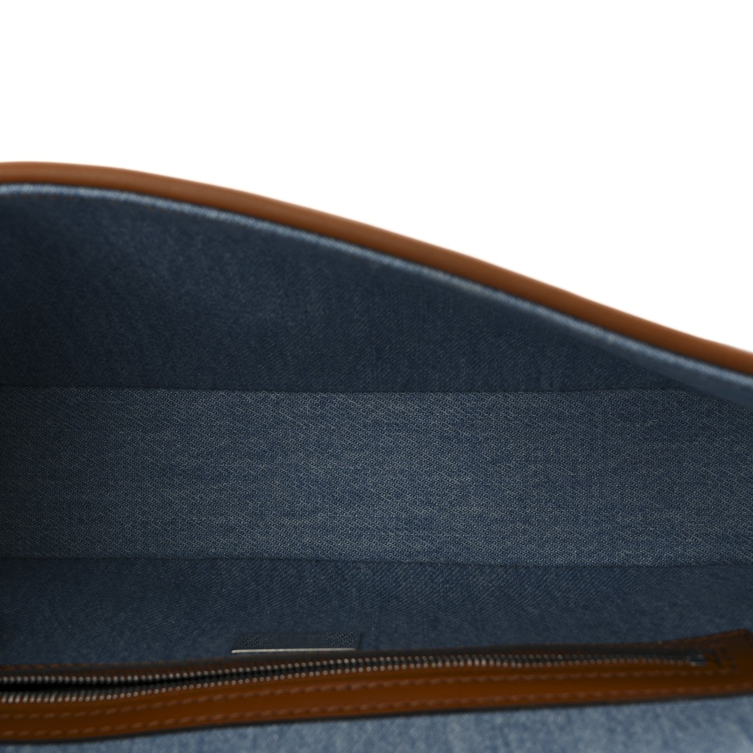 Fendi Denim Vitello King FF Embroidered Baguette Denim Chiaro Brandy 4 of 8