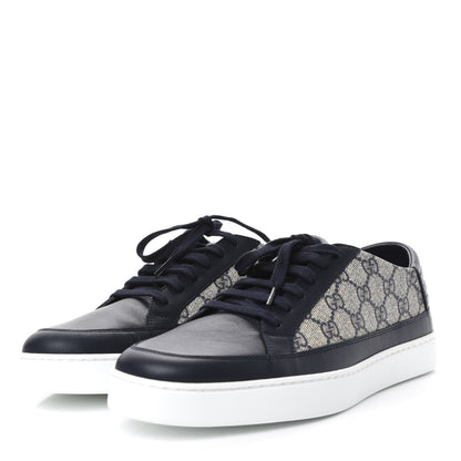 Gucci GG Supreme Monogram Calfskin Mens Low Top Sneakers 9.5 Blue Beige 3 of 11
