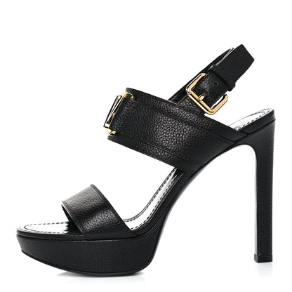 Louis Vuitton Grained Calfskin Horizon Sandals 37 Black 1 of 11