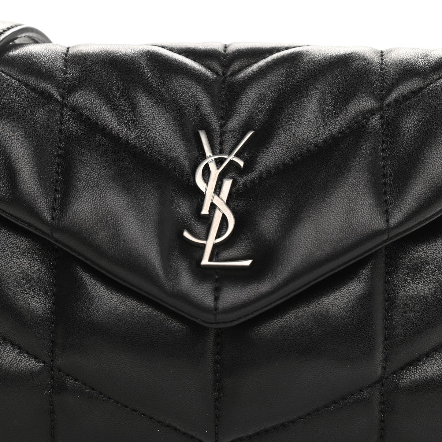 Lambskin Quilted Toy Loulou Puffer Monogram Chain Satchel Black