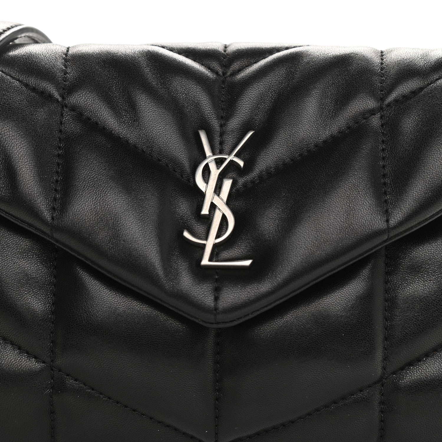 Saint Laurent Lambskin Quilted Toy Loulou Puffer Monogram Chain Satchel Black 9 of 11