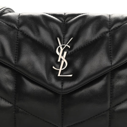 Saint Laurent Lambskin Quilted Toy Loulou Puffer Monogram Chain Satchel Black 9 of 11