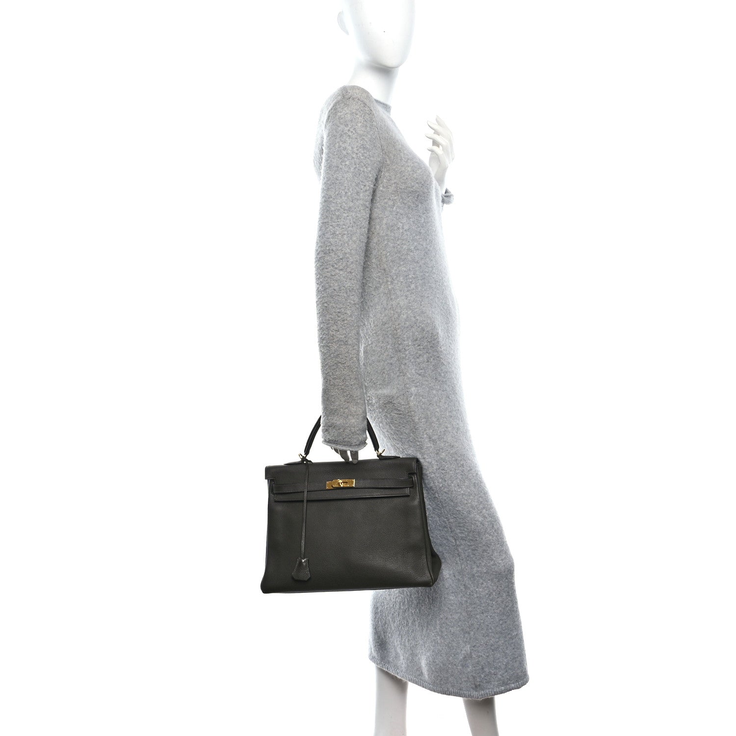 Hermes Vache Liegee Kelly Retourne 35 Vert Bronze 2 of 10