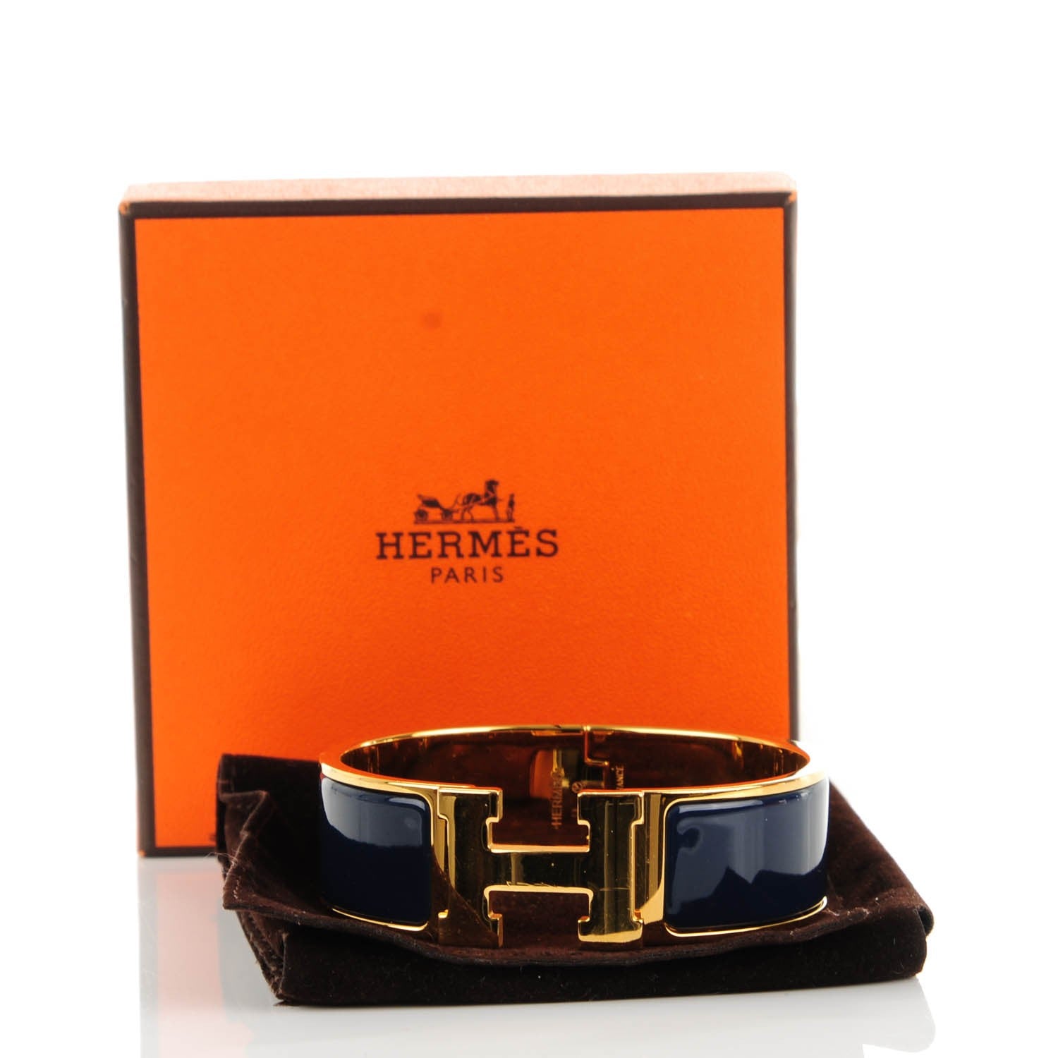 Hermes Enamel Wide Clic Clac H Bracelet GM Indigo 4 of 5
