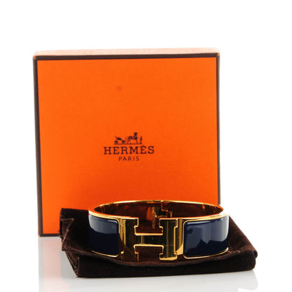 Hermes Enamel Wide Clic Clac H Bracelet GM Indigo 4 of 5