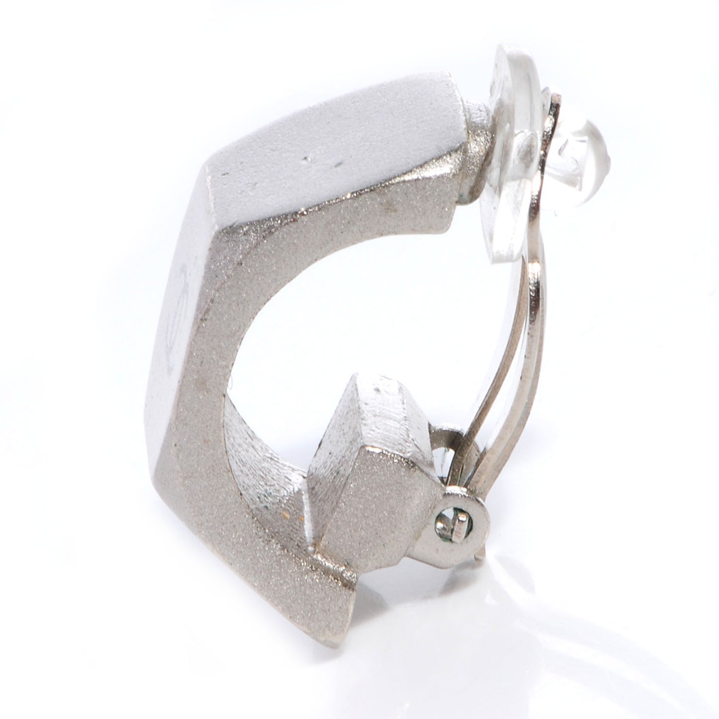 Half Bolt CC Clip On Earrings Matte Silver
