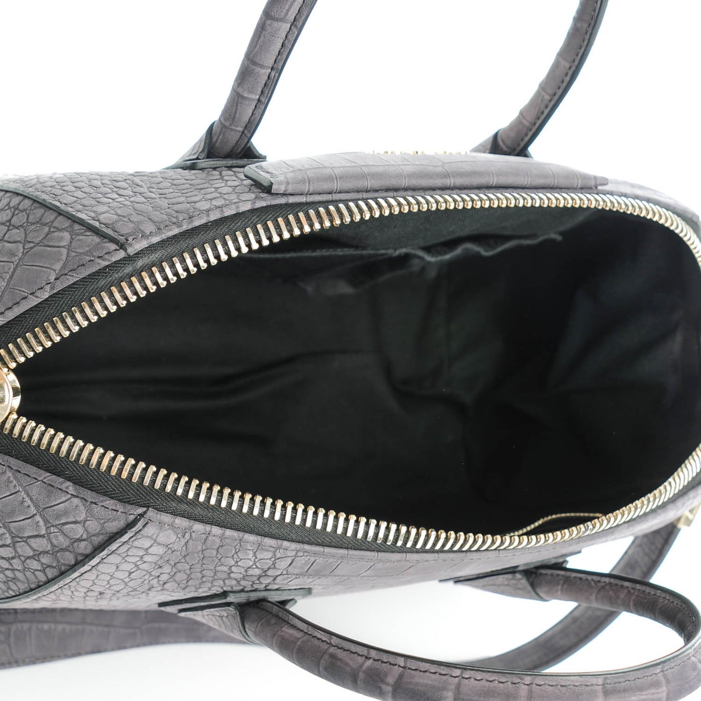 Nubuck Crocodile Embossed Medium Antigona Dark Grey