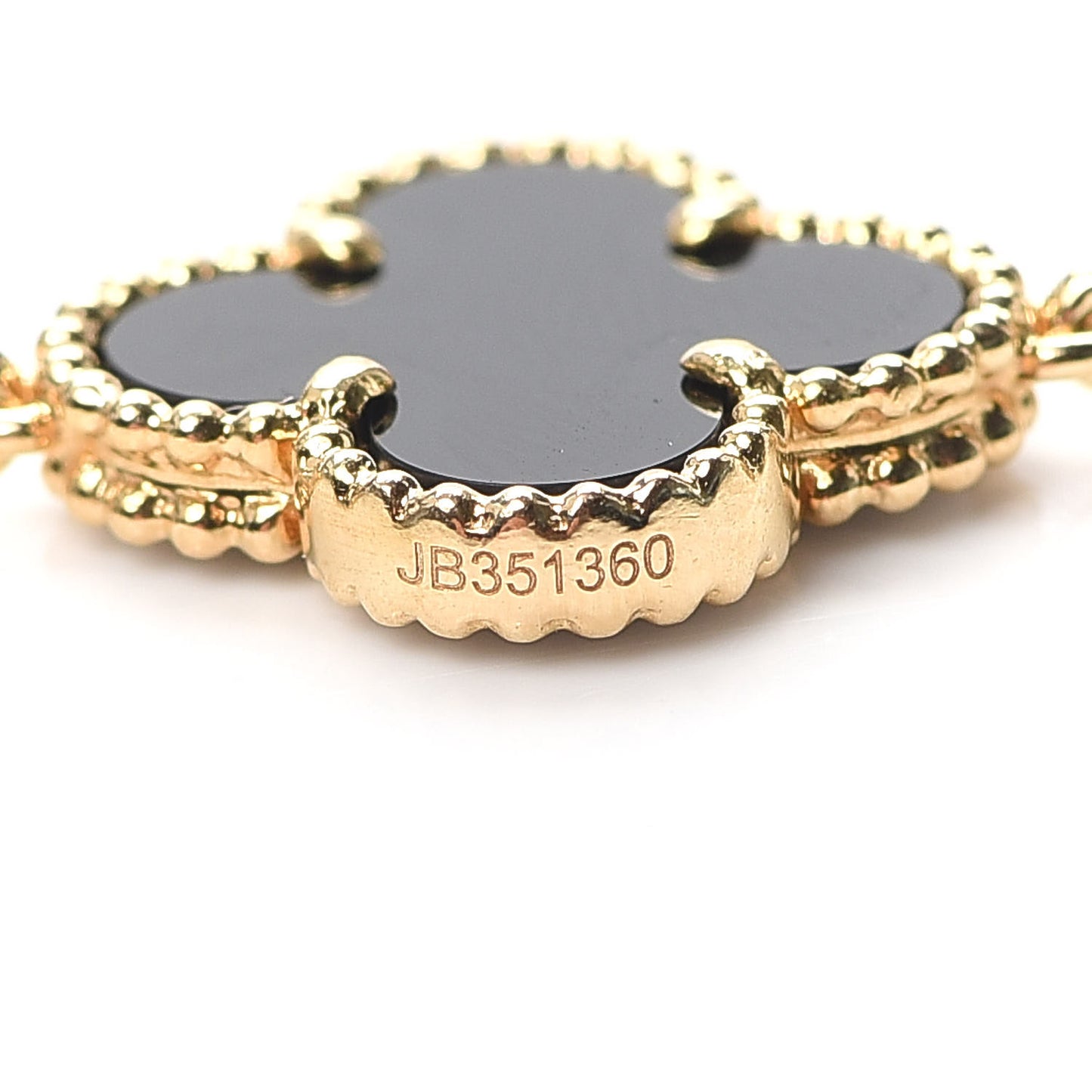 18K Yellow Gold Black Onyx 5 Motifs Vintage Alhambra Bracelet
