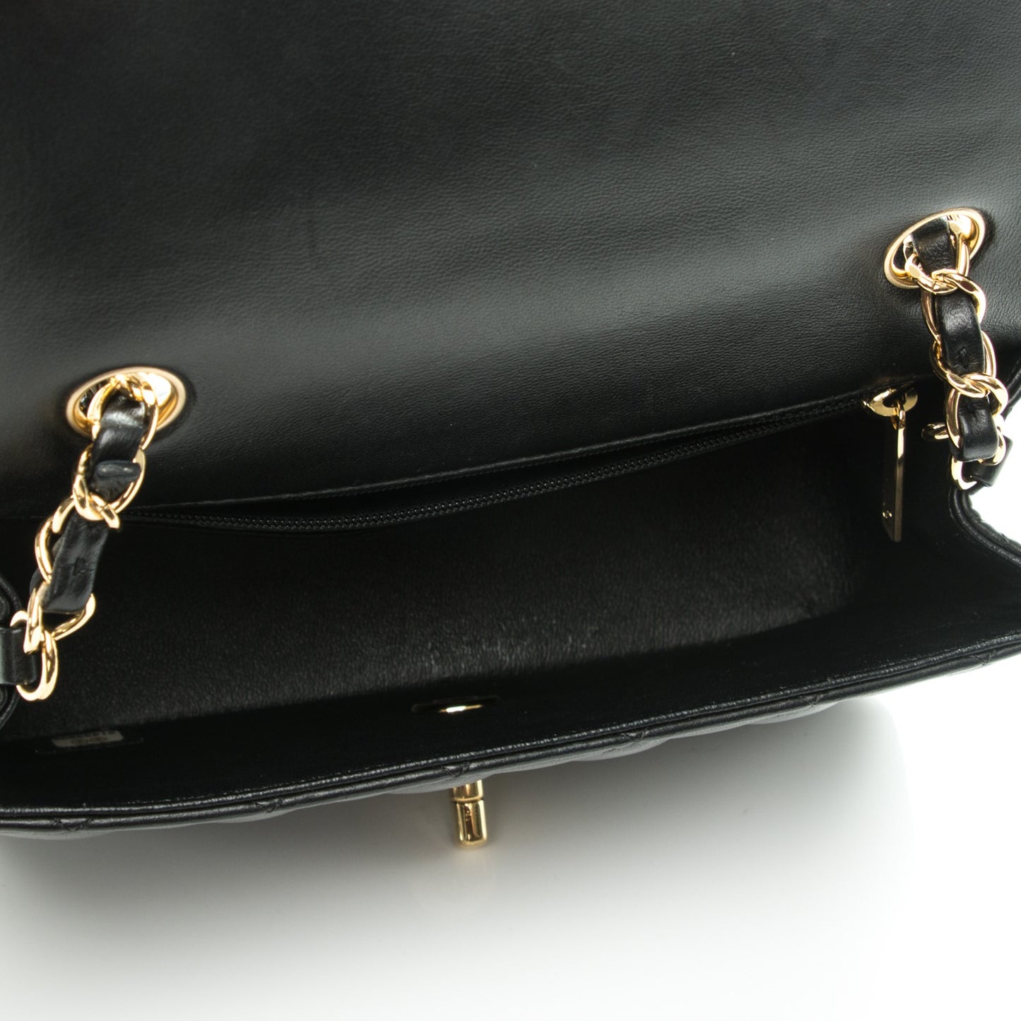 Lambskin Quilted Mini Rectangular Flap Black