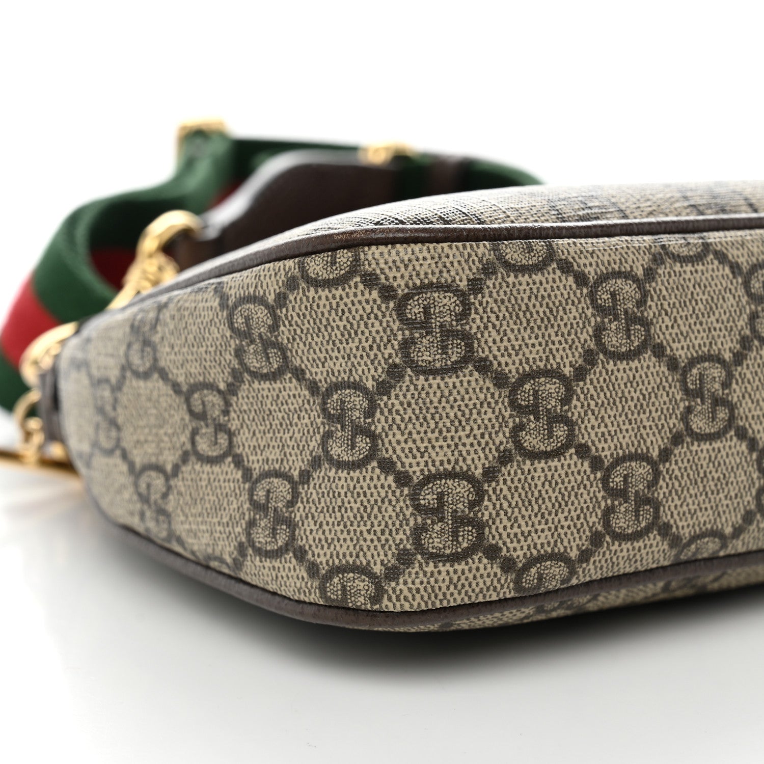 Gucci GG Supreme Monogram Textured Dollar Calfskin Web Small Ophidia GG Handbag Beige Ebony New Acero 8 of 12