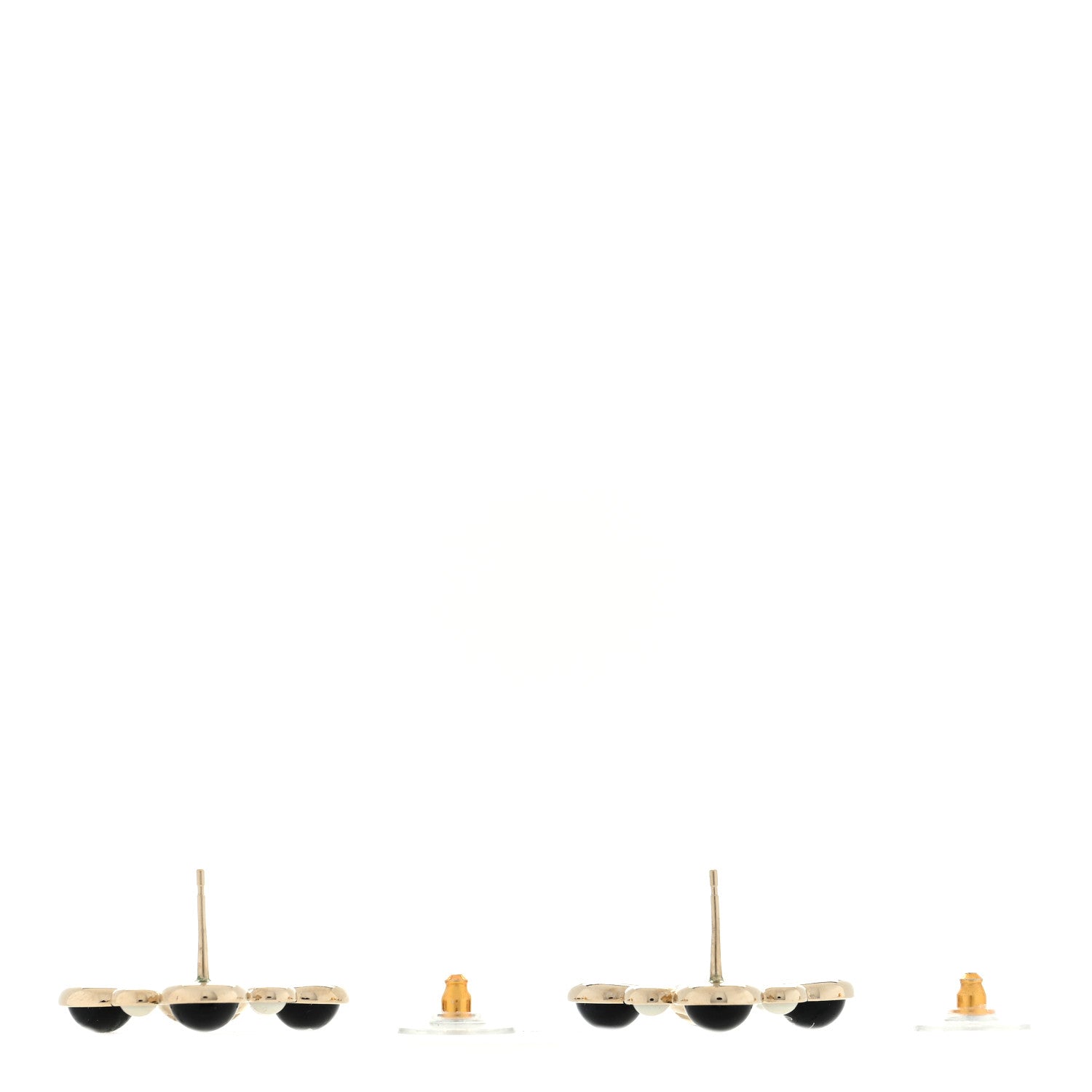 Chanel Gripoix Poured Glass Pearl Crystal CC Earrings Gold Black 3 of 4