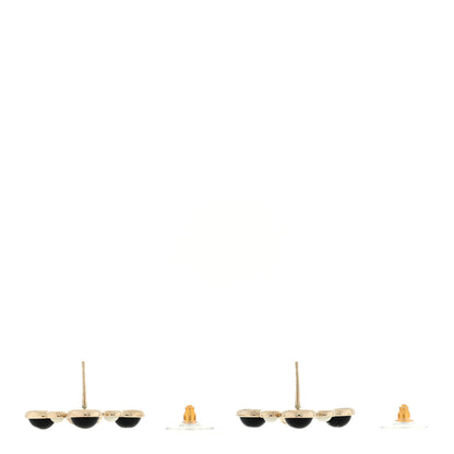 Chanel Gripoix Poured Glass Pearl Crystal CC Earrings Gold Black 3 of 4