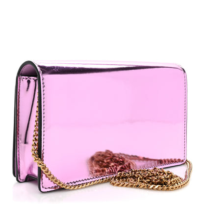 Versace Metallic Calfskin Crystal Medusa Clutch With Chain Pink 3 of 8