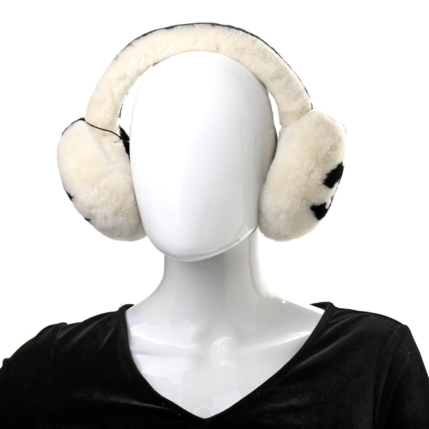 Shearling CC Ear Muffs White Black