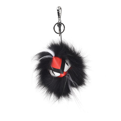 Fendi Vitello Elite Fox Goat Fur Igor Monster Bag Bug Cube Charm Rosso Black White 1 of 6