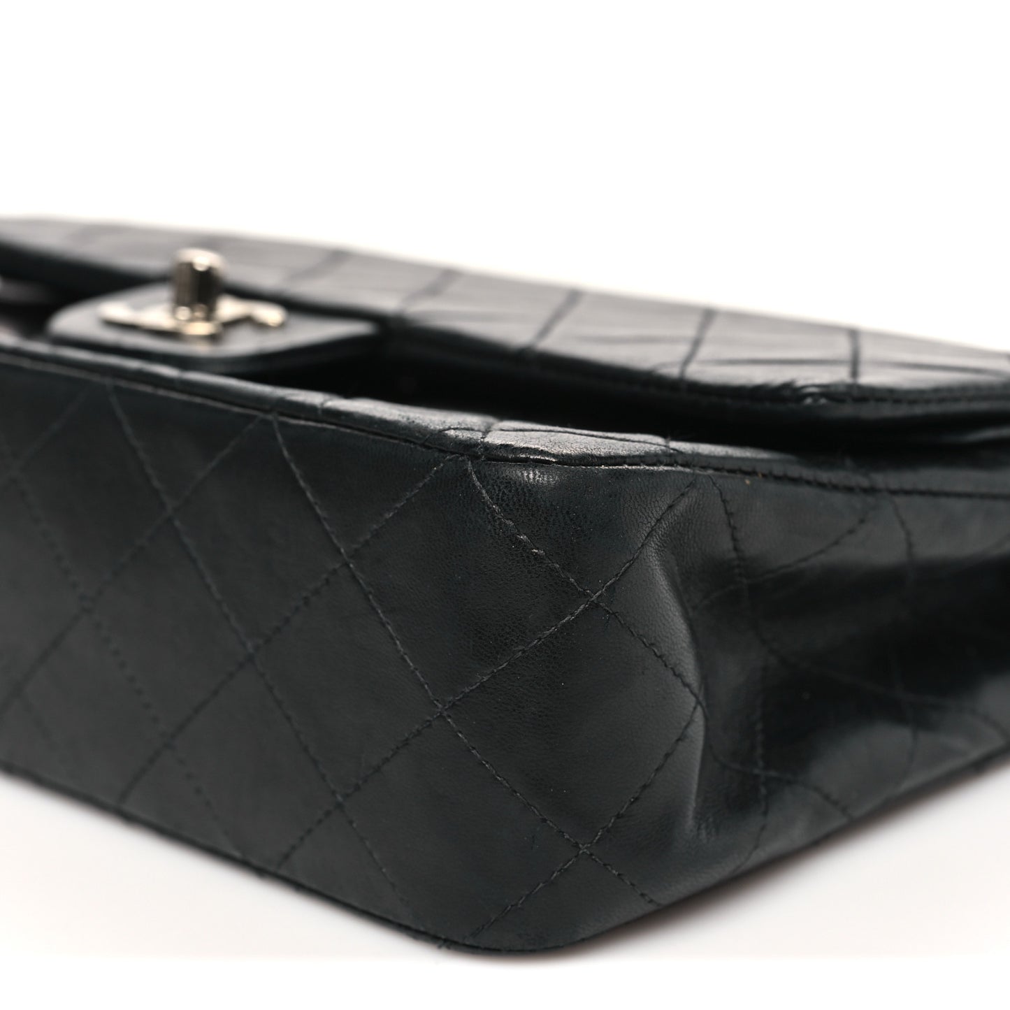 Lambskin Quilted Medium Double Flap Black