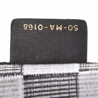 Christian Dior Canvas Embroidered Checkered Book Tote Black White 7 of 10