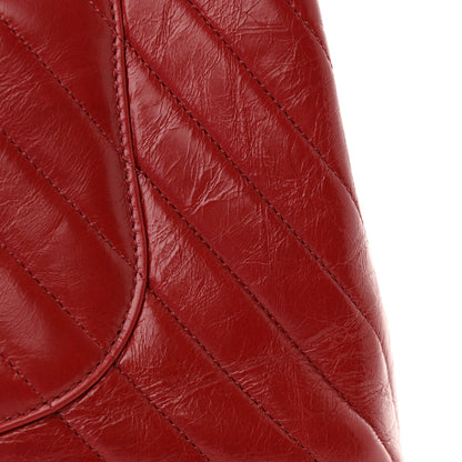 Chanel Aged Calfskin Chevron Quilted Large Coco Handle Flap Red 14 of 16