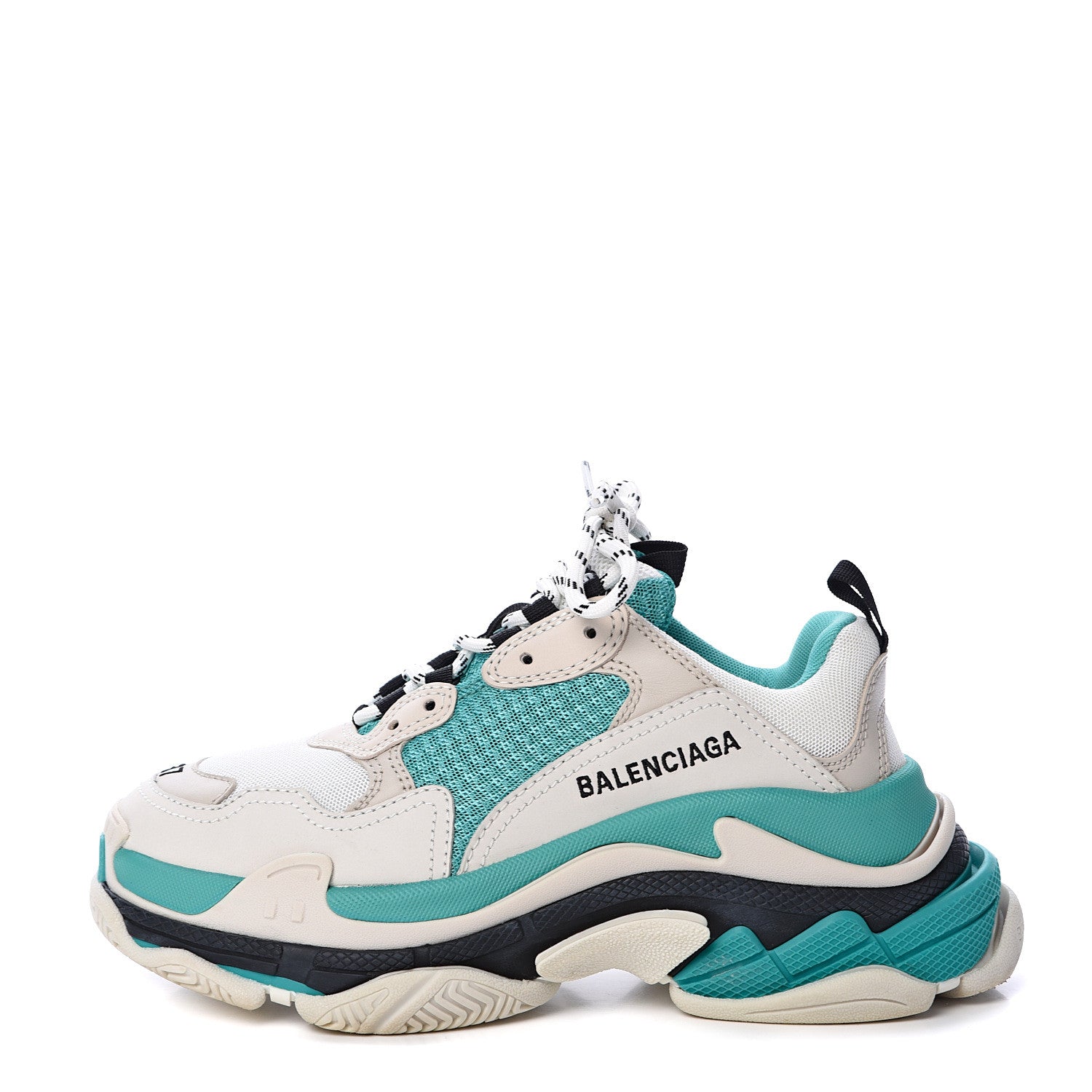 Balenciaga Fabric Mesh Womens Triple S Sneakers 37 White Green Grye 1 of 8