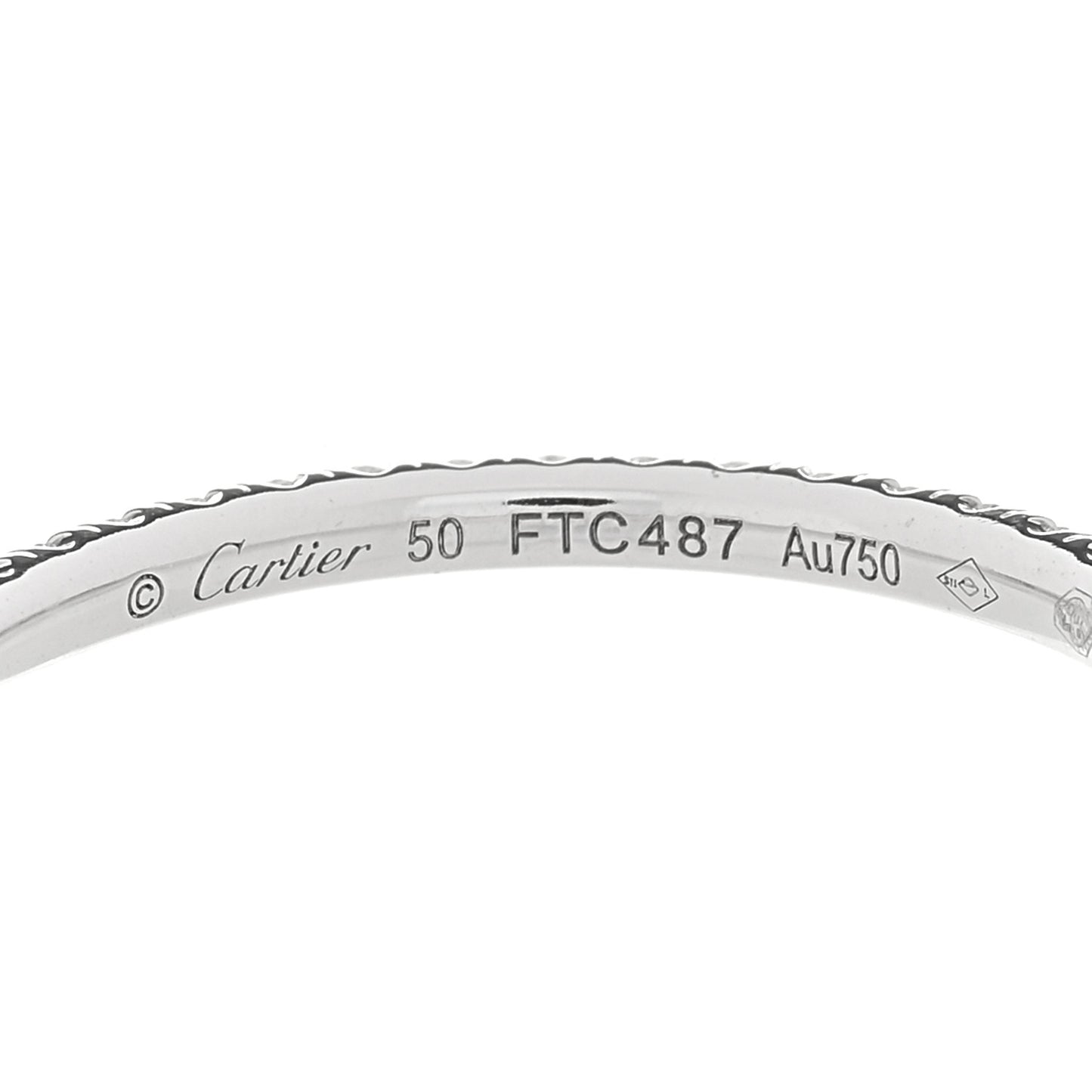 18K White Gold Diamond 1.5mm Étincelle de Cartier Wedding Band Ring 50 5.25