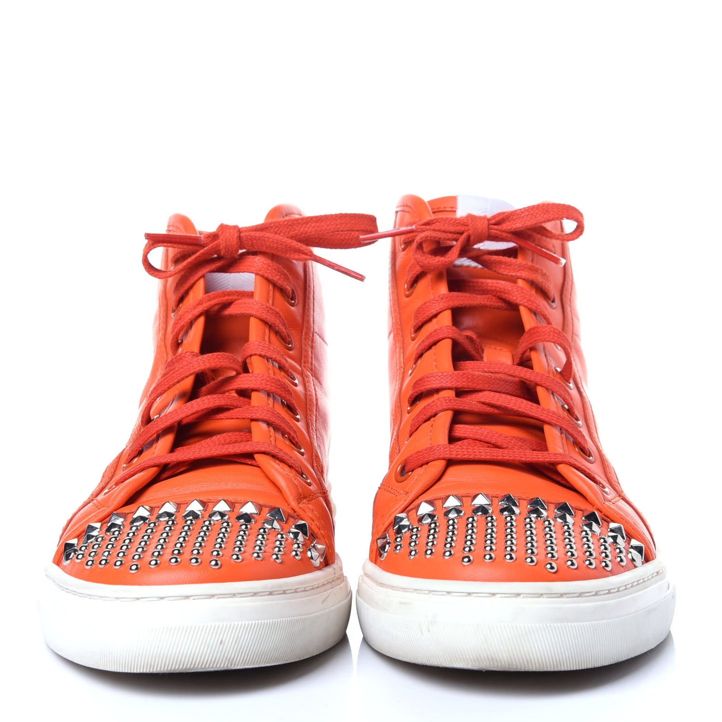 Nappa Studded Womens High Top Sneakers 36.5 Vibrant Orange
