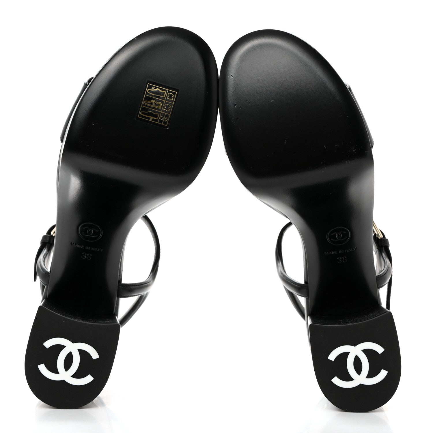 Chanel Lambskin Logo Platform Sandals 38 Black 5 of 11
