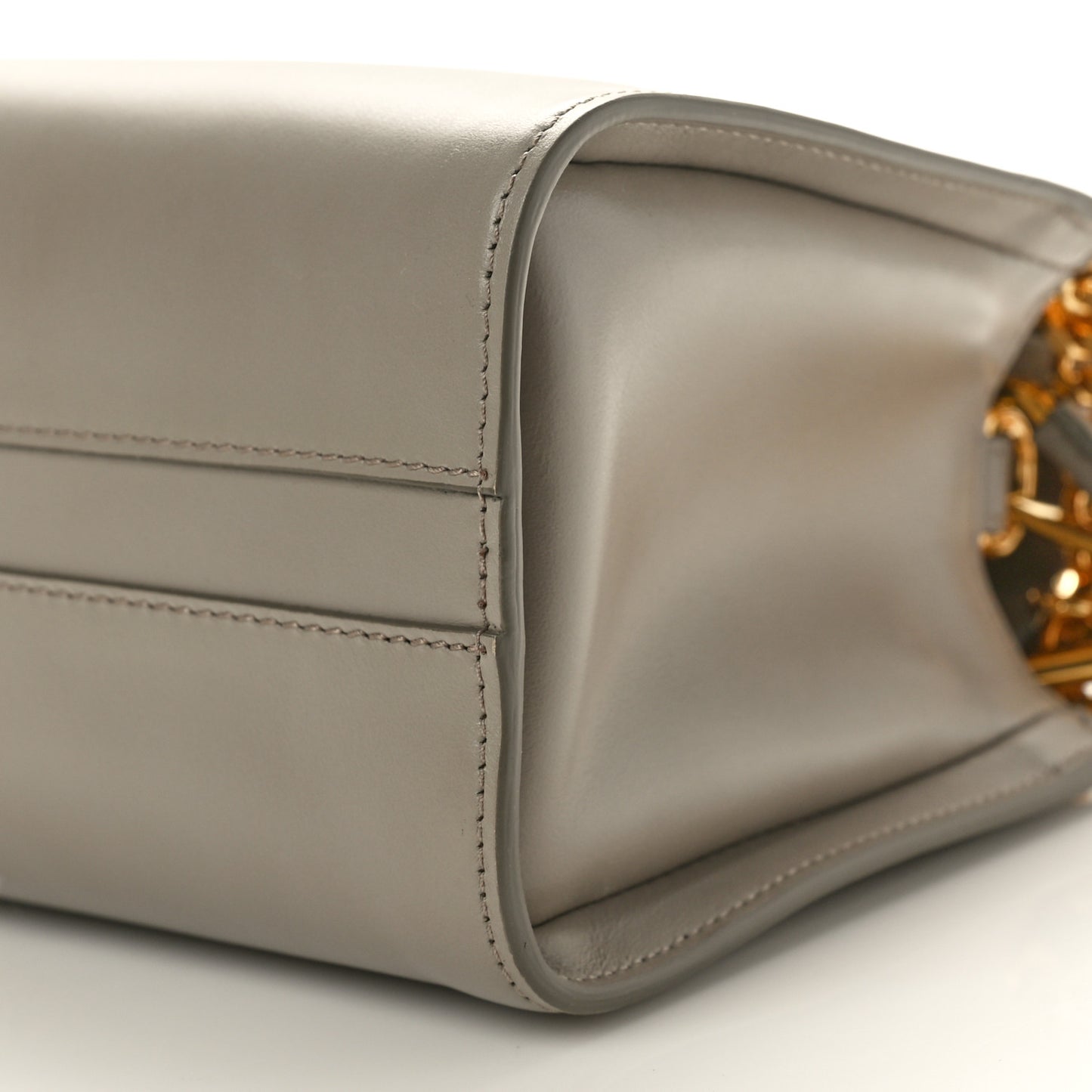 Shiny Calfskin Mini Annie Shoulder Bag Motty Grey