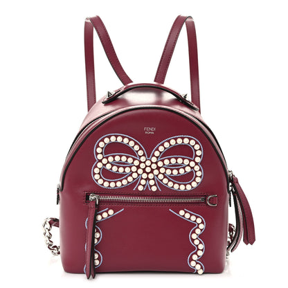 Fendi Vitello Liberty Pearl Romantic Bow Mini Backpack Black Cherry 1 of 9