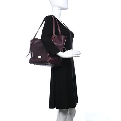 Burberry Calfskin Saddle Stitch Small Canterbury Tote Burgundy 2 of 9