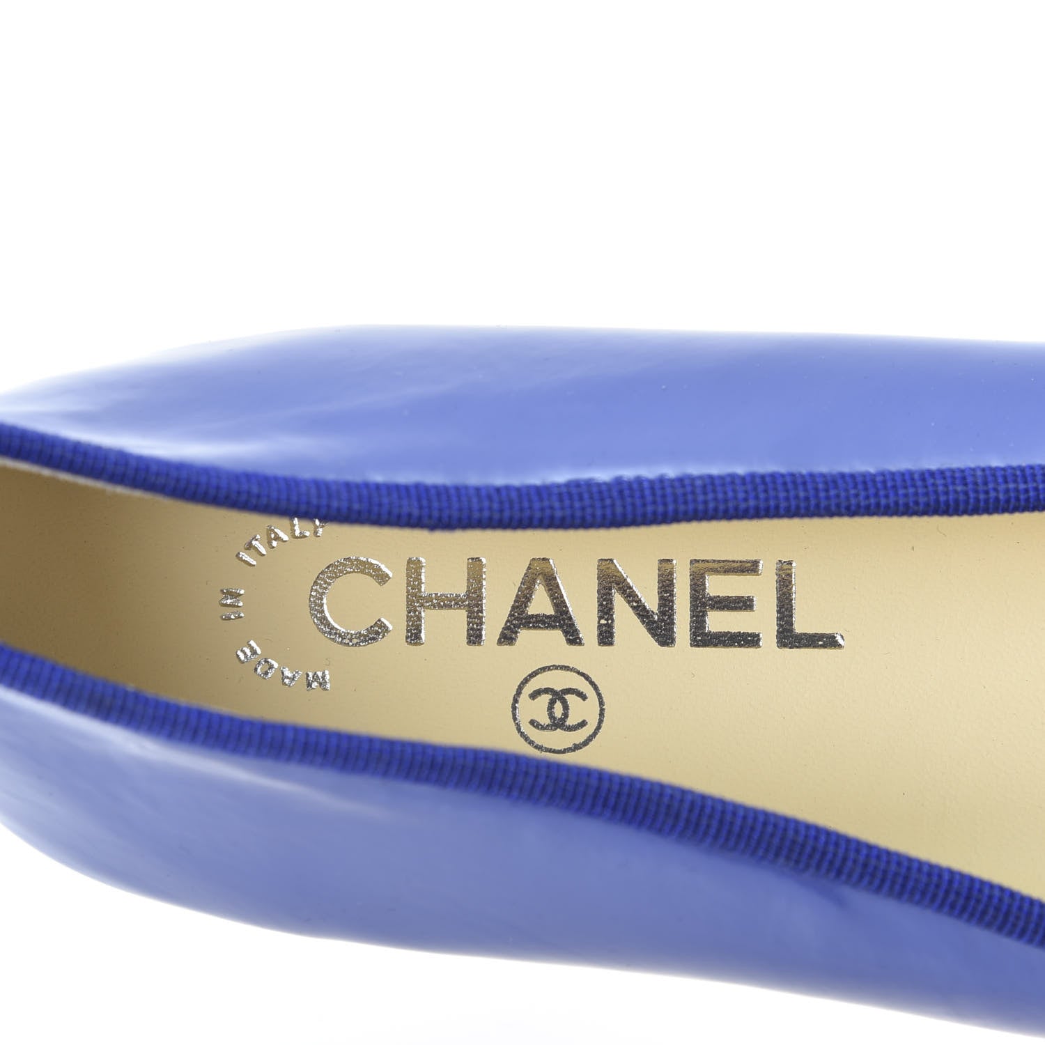Chanel Patent Calfskin CC Cap Toe Ballerina Flats 40 Blue 7 of 9