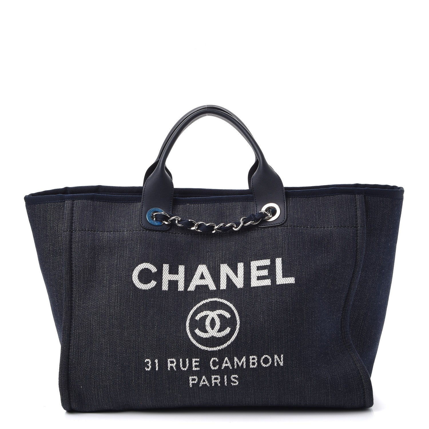 Chanel Denim Large Deauville Tote Dark Blue 1 of 8