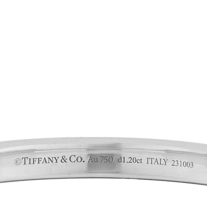 Tiffany 18K White Gold Diamond Tiffany Lock Half Pave Bangle Bracelet 4 of 5