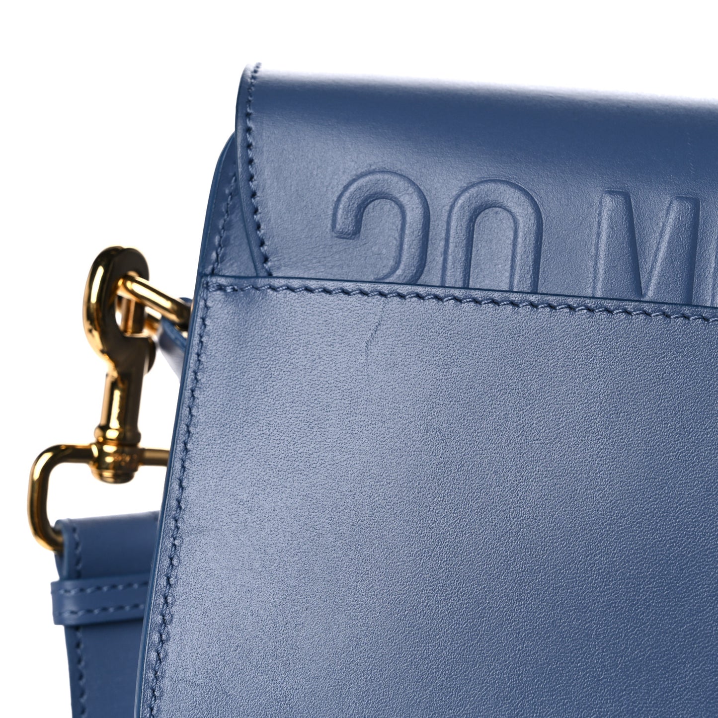 Box Calfskin Medium Bobby Flap Denim Blue