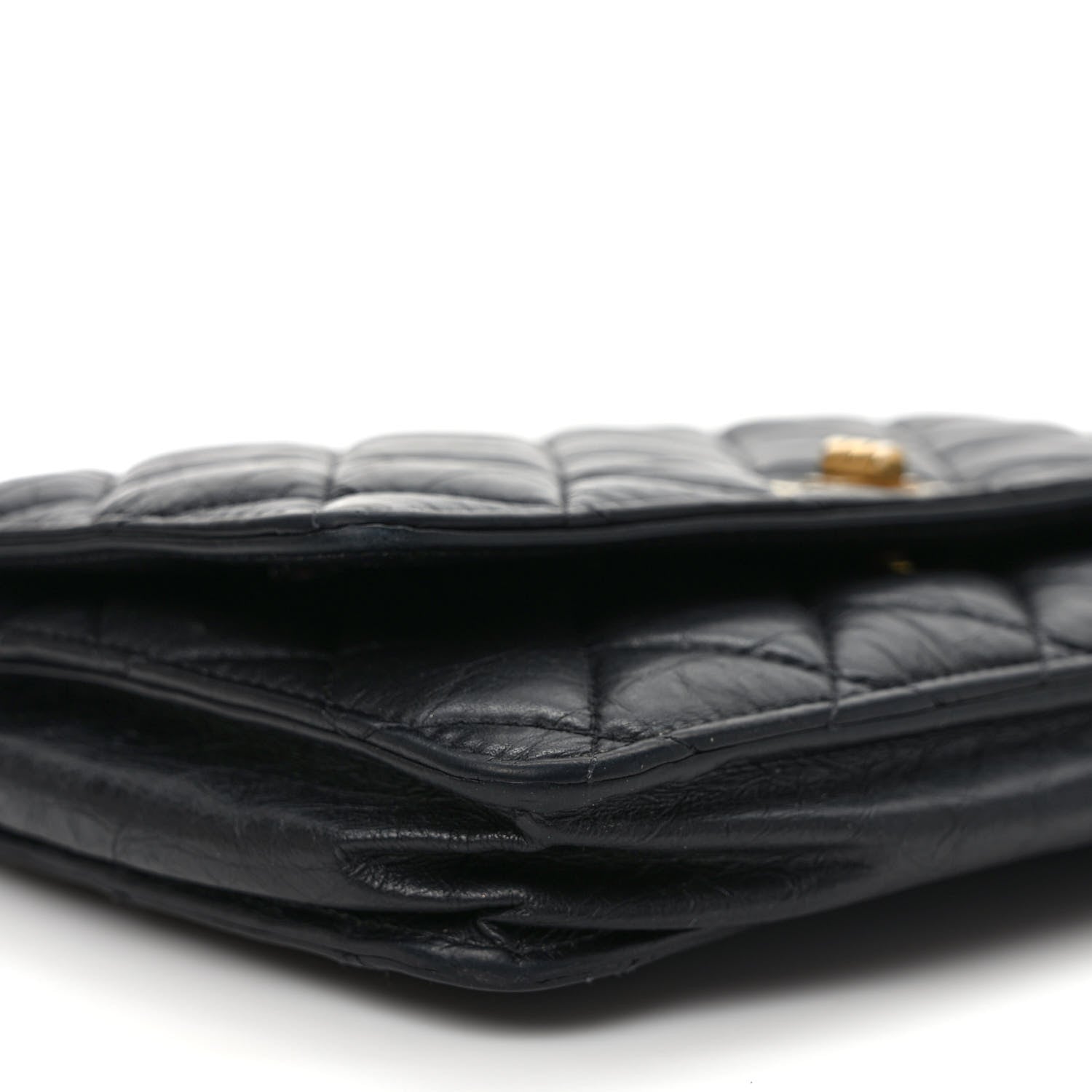 Chanel Aged Calfskin Quilted Reissue Wallet On Chain WOC Black 9 of 12