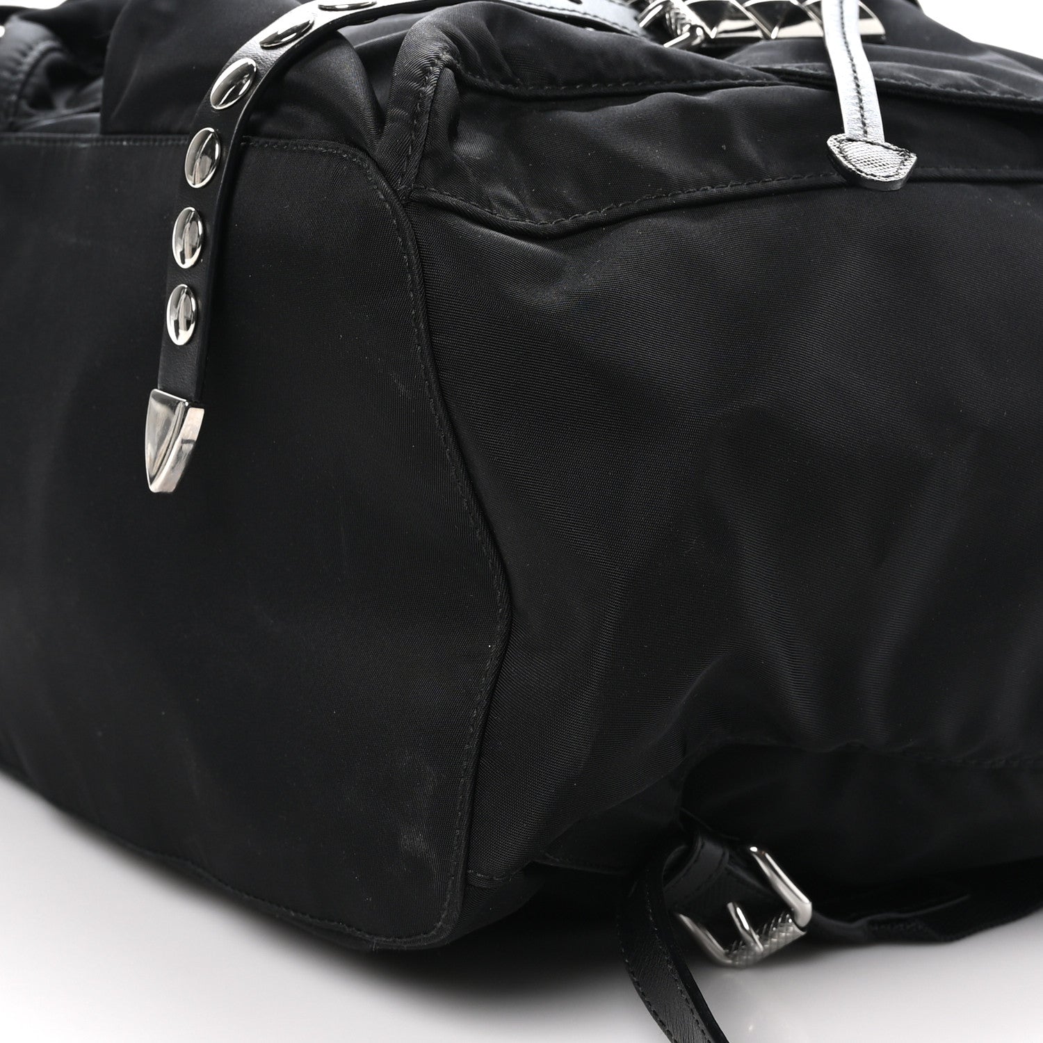 Prada Nylon New Vela Studded Backpack Black 9 of 9