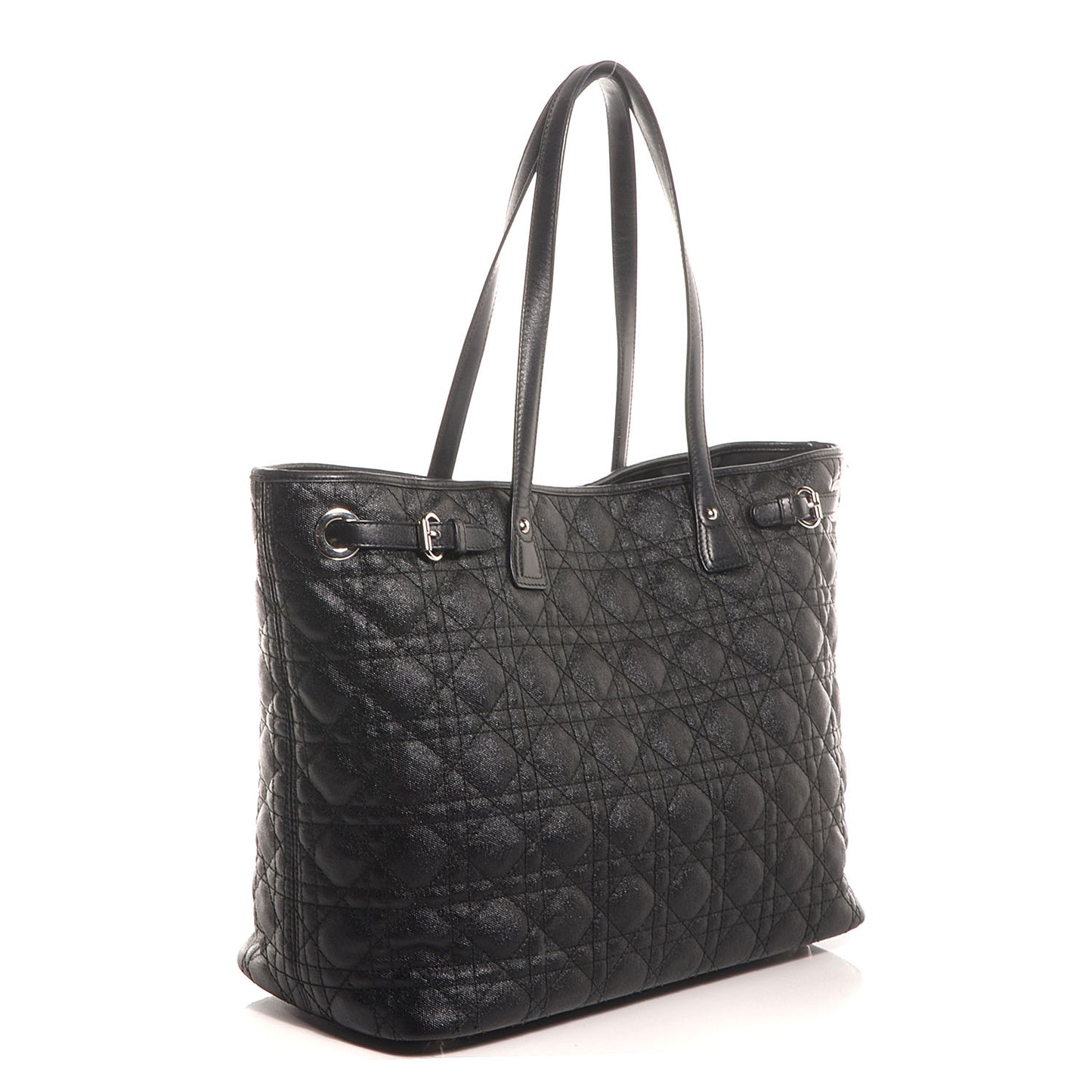 Coated Canvas Cannage Medium Panarea Tote Black