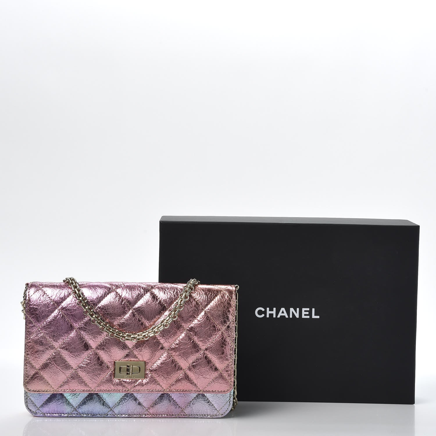 Chanel Metallic Goatskin Quilted 2.55 Reissue Wallet on Chain WOC Multicolor 11 of 11