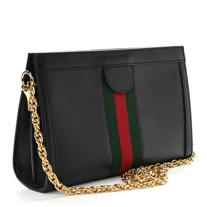 Gucci Calfskin GG Web Small Ophidia Chain Shoulder Bag Black 2 of 11