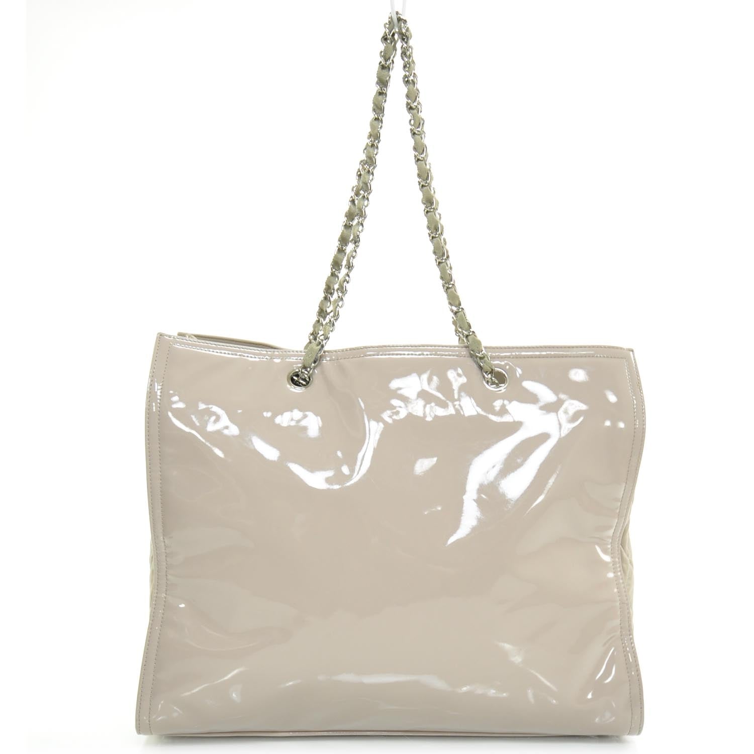 Chanel Vinyl Large Lipstick Tote Dark Beige 12P 4 of 11