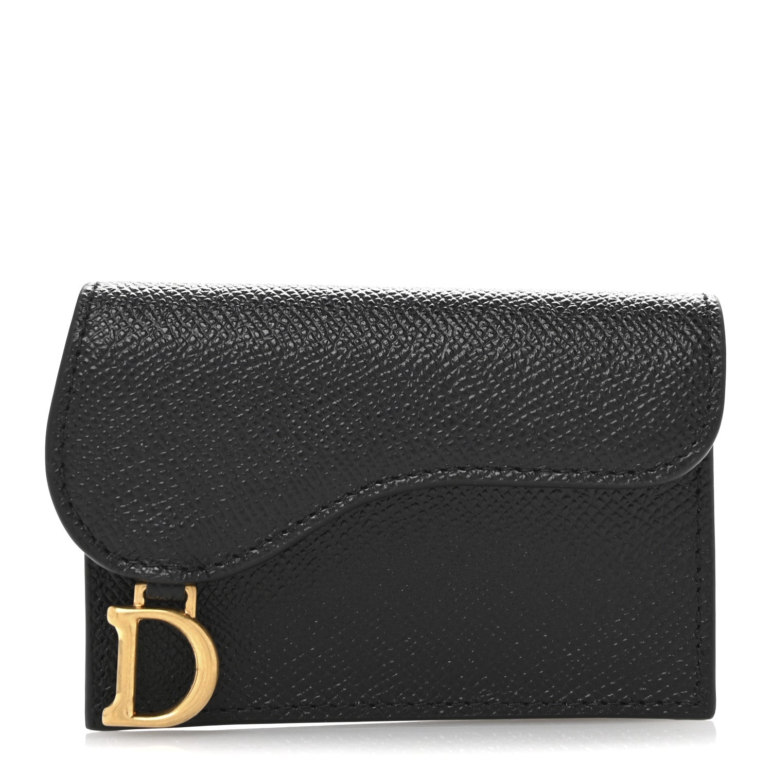 Christian Dior Grained Calfskin Saddle Card Holder Black 1 of 9