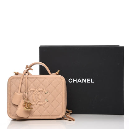 Chanel Caviar Quilted Medium CC Filigree Vanity Case Beige 8 of 8