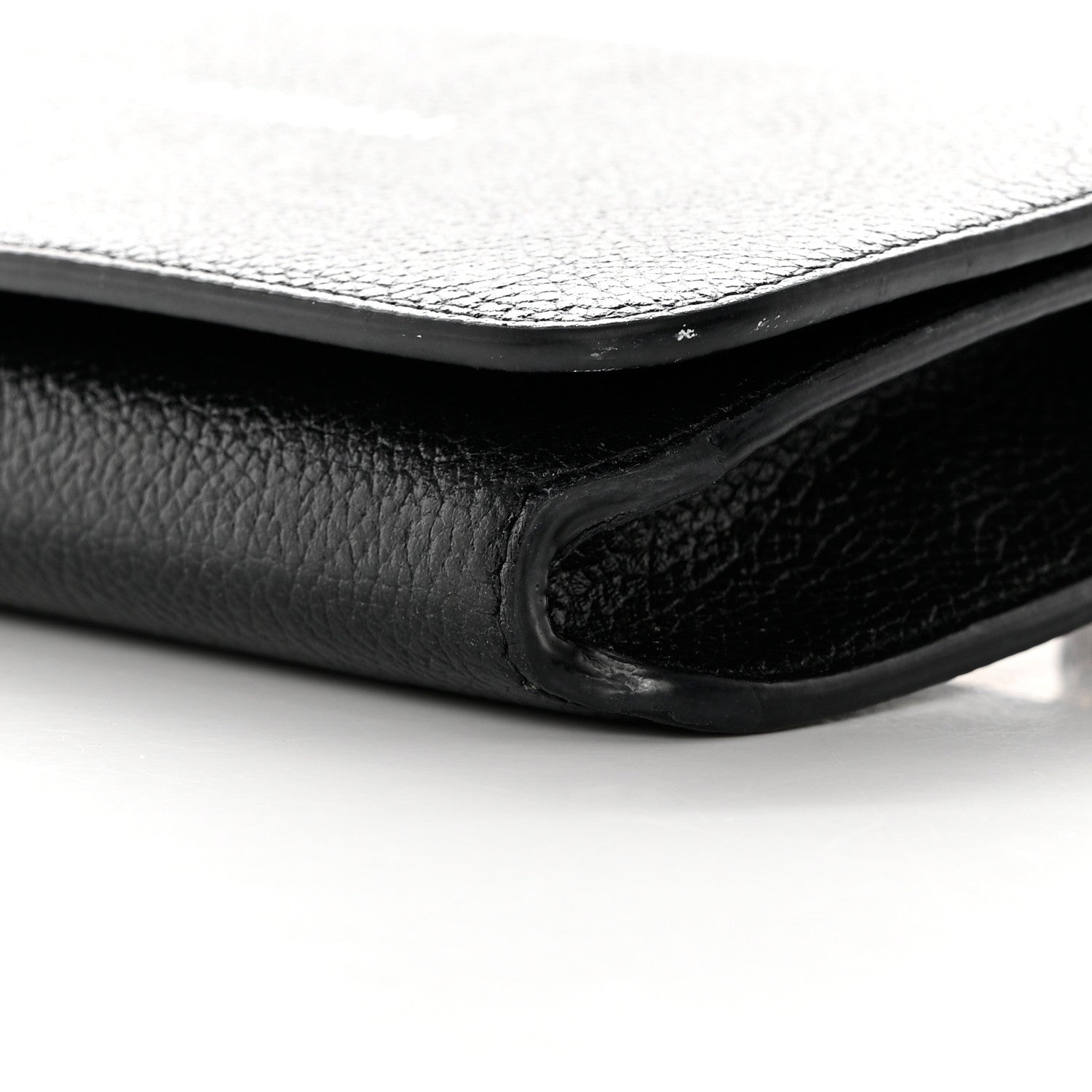 Balenciaga Grained Calfskin Logo Cash Phone Holder Wallet On Chain Black White 10 of 14